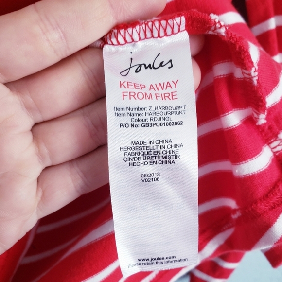 Joules Red And White Nautical Stripe Jingle Bell Harbour Long Sleeve Jersey Top - Picture 6 of 9